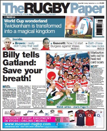 Uk on sale newspapers rugby